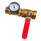 1 Stück DN25 Messing-Kugelhahn mit Manometer, Außen-/Innengewinde, Brandprüfgerät