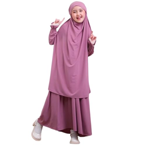 IKADEX Muslim Prayer Clothes For Girls Abaya Hijab Dress with Skirt 2pcs Ramadan Eid Arabian Outfits