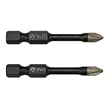 Disston Diamond Grit Screwdriving Insert Bit, #2 Phillips, 1 inch, 2-Pack E0103702