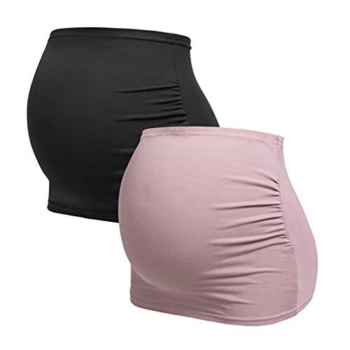 Herzmutter Banda de Vientre para Mujeres Embarazadas - Conjunto de 2 - Bandas de Maternidad del Vientre - Fajas-Extensión de la Camisa para el Embarazo - Unicolor-Rayado – 6000