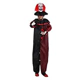 Haunted Hill Farm Pop-Up Two-Headed Clown Halloween Animatronic with Light-Up Eyes for Scary Indoor or Covered Outdoor Halloween Decorations, Battery Operated Halloween Props for Home or Haunted House