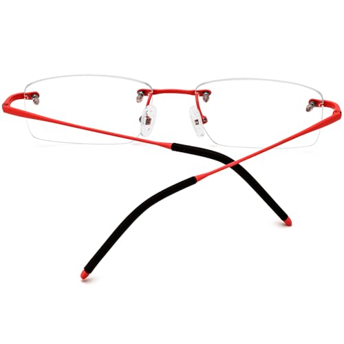 Image of Titanium Glasses Frame,Rimless Optical Eyewear Eyeglasses for Men and Women