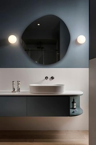 Asymmetrical Led Mirror, Modern Hanging Backlit Mirror, Aesthetic Irregular Round Bathroom Wall Mirror with Ligths, Led Lighted Frameless Mirror (Warm Light, 70x70 cm | 27.5"x27.5") - Image 4