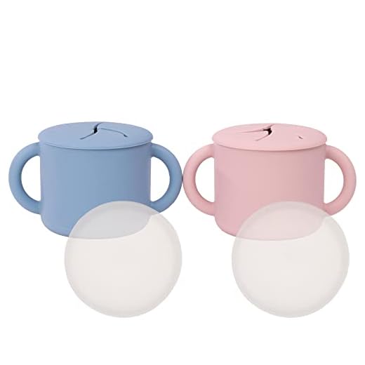 WeeSprout Snack Containers, Food Grade Silicone Snack Cups, Spill-Proof Tops For Toddlers and Babies, Premium Hard Plastic Travel Lids, Dishwasher Safe Toddler and Baby Cups, Set of 2 Snack Catchers