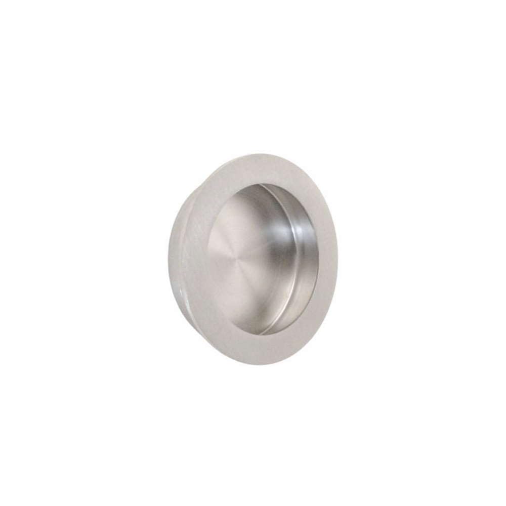 VIBE Circular 70mm Recessed Flush Pull Sliding Door Handle in Satin Stainless Steel