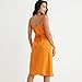 COLD POSH Women's 19mm Silk Slip Dress Luxury Summer Slips Chemise Sexy Sleeveless Dresses Elegant Slim Fit Tie Waist Dress Orange