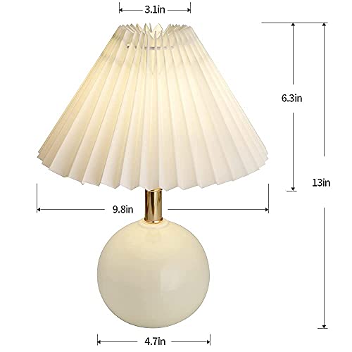 Aurora Lighting Round Ceramic Table Lamp And White Shade Creamy-White Base For Living Room Bedroom House Bedside Nightstand Home Office Entryway Family #TOP5