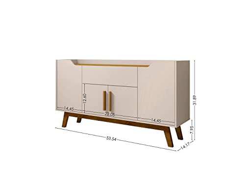 Manhattan Comfort Addie 53.54" Sideboard With 5 Shelves, Off-White And Cinnamon #TOP2