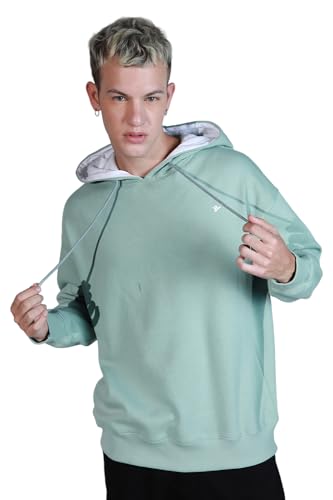 Image of Hubberholme Men Green Cotton Long Sleeves Regular Hood Sweatshirts HHMSSW23009
