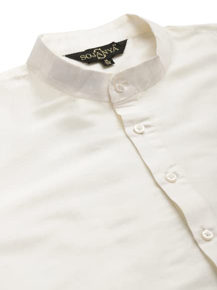 Image of SOJANYA (Since 1958 Men's Silk Blend Off White Kurta Pyjama & Maroon Self Design Nehru Jacket Combo