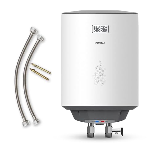 Black+Decker Zimina Geyser 25 Ltr | Storage Water Heater for Home & Kitchen | Free Connecting Pipe | 2KW | BEE Star Rated | Polymer Coated Tank I 8 BAR Rated Pressure I 5 Yr Tank Warranty