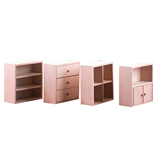 TOYANDONA 4 Piezas Mini gabinete de decoración telefono Recargable Estante Modelo Frío enchufar Mini Mueble de almacenaje Mini Mueble Coleccionable Muebles en Miniatura Mini Vitrina Madera