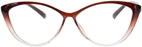 MEDOLONG Anti Blue Ray Computer Reading Glasses TR90 Cateye Women's Frame Blue Light Light Spectacles-RG5865R(brown, anti blue light lens-150)