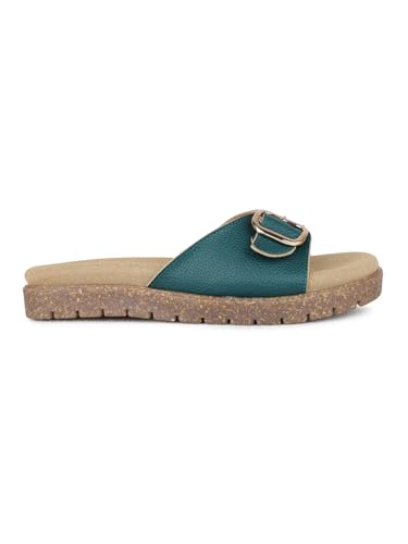 Image of Inc.5 Womens Green Casual Solid Round Toe Flatform Heel Sandals Heeled