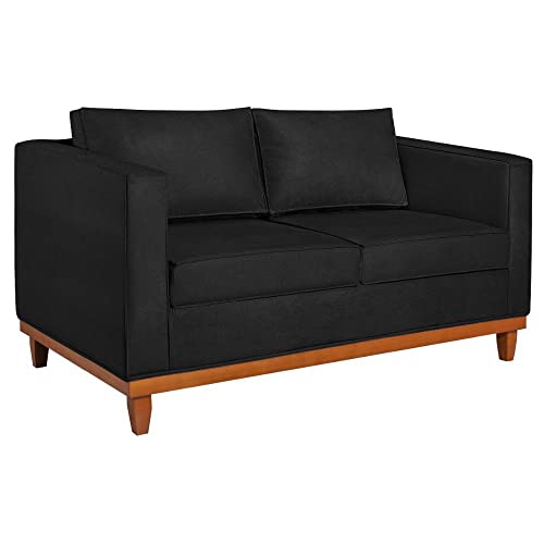 Sofá 2 Lugares 140cm Suede Esper Maranata Estofados Preto