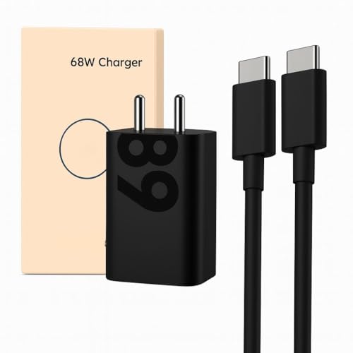 Image of Motorola 68W Turbo Charger with 3.3 Ft Type C Cable for Motorola Edge 30 /30 Fusion /30 Pro /40 /40 Neo /G40 Fusion /50 /50 Ultra /50 Pro /50 Neo /50 Fusion /Moto G82 /G84 /G45 & Other USB C 68Watt Adapter, Black