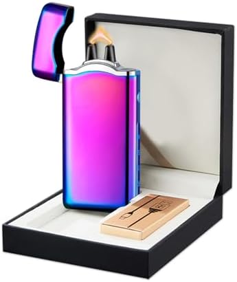 SKRFIRE Rechargeable Plasma Arc Lighter – Windproof Electric Lighter with Upgraded Dual Arc, Digital Battery Display & Touch Ignition for Outdoor, Candle & BBQ Use (Color Ice)