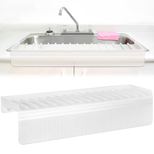 AYESY Silicone Sink Edge Protector Splash Guard, Kitchen Mat 5 Degree Tilt Angle Draining, Bathroom Sink Slope for Granite Quartz Countertop, Prevent Water Splashing