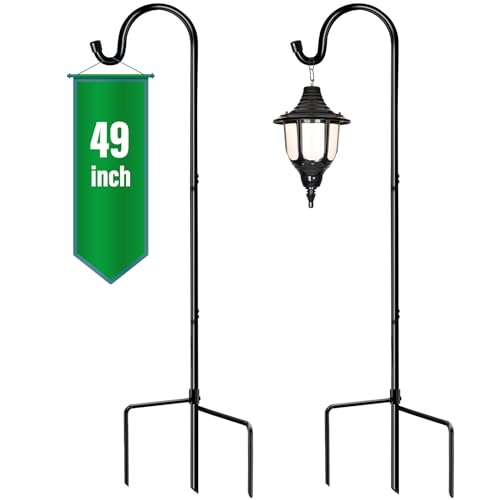 Image of GOFORWILD 2 Pack Adjustable 49 Inch Shepherd Hooks for Bird Feeder Outdoor