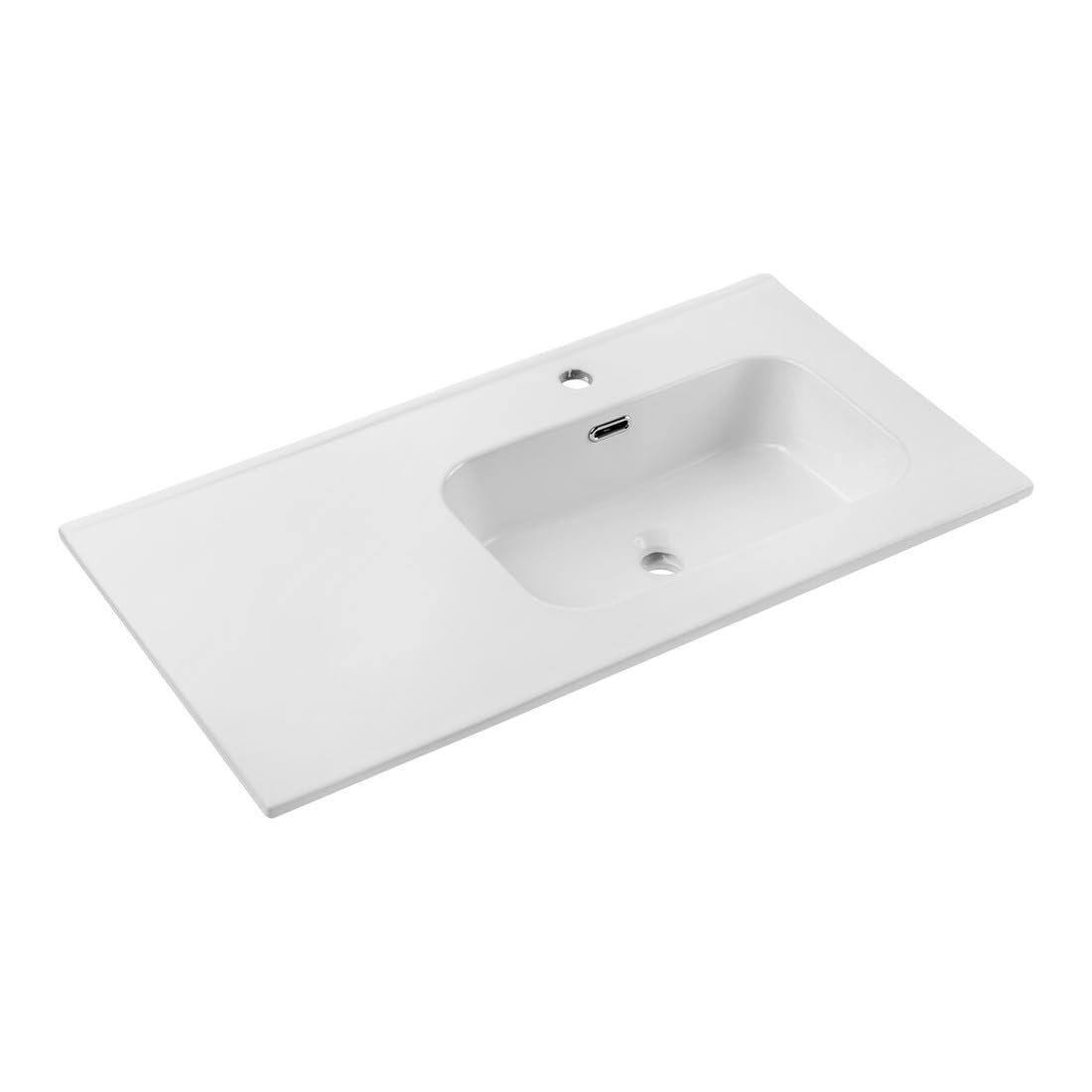 Meublorama Essen - Lavabo empotrado (90 cm), color blanco brillante