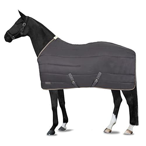 Couverture D'écurie Catago Avec Couvre-encolure, 100g – Noir/gris – 145 Cm