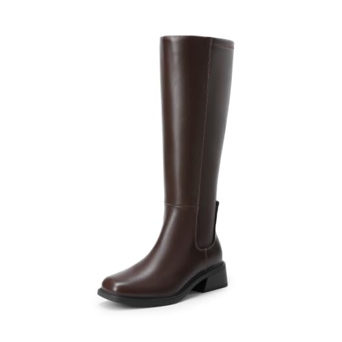 Image of DREAM PAIRS Women's Knee High Riding Tall Boots | Square Toe,Side Zipper,Low Heel,Casual Comfort Riding Long Tall Boots