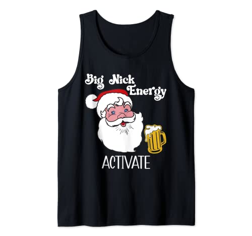 Big Nick Energy Shirt,Santa Christmas Beer Big Nick Energy Camiseta sin Mangas