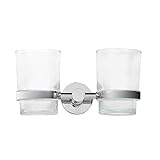 CRW Double Toothbrush Holder Stainless Steel Rinsing Cups Drinking Glass Tumbler Toothpaste Razor...