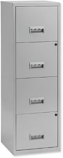 Pierre Henry A4 Steel 4 Drawer Filing Cabinet - Silver