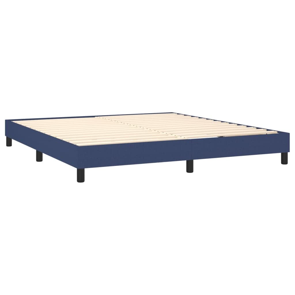 Letto a molle con testiera regolabile in altezza, materasso a molle insacchettate e coprimaterasso, blu, 160 x 200 cm, rivestimento in tessuto, supporto di media rigidità per chi dorme sulla