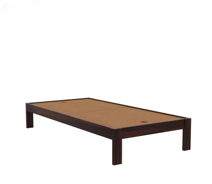 Image of SUNCOM Solid Sheesham Wood Single Bed Without Storage - Single Cot Wooden Palang - Space Saving Single Size Bed for Bedroom (Walnut Finish) Mattress Size: 78x48 Inch