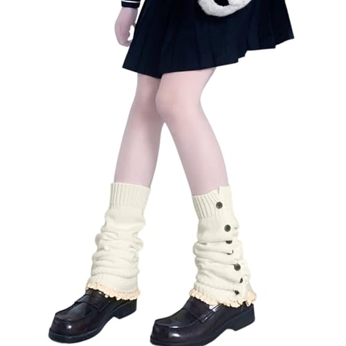 Calentadores de piernas japoneses, calentadores de piernas de punto, calcetines sueltos, estilo japonés, calcetines para estudiantes y niñas, multicolor, calentador kawaii, algodón holgado de burbujas