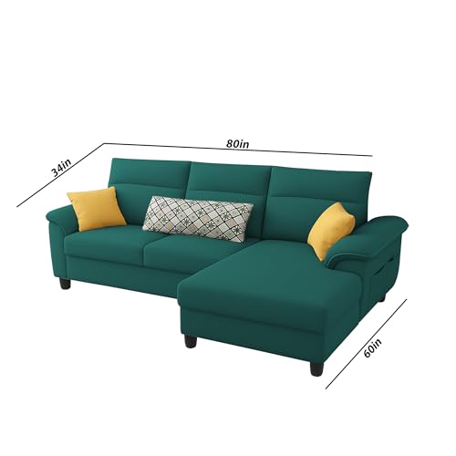 Image of Casaliving Seams RHS 4 Seater L Shape Sofa for Living Room (Pine Fabric) Premium Fabric Sofa