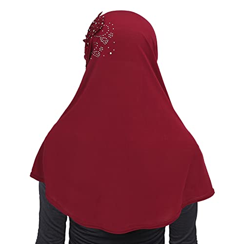 Women Muslim Hijab Ice Silk Lace Flower Rhinestone Headscarf Islamic Head Wrap Arab Scarf Shawls3