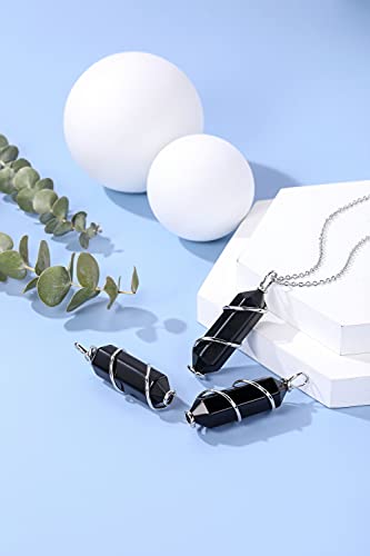 Top Plaza Black Obsidian Crystal Stone Necklace For Women Men Wire Wrapped Natural Healing Gemstone Necklaces Reiki Quartz Jewelry Gift For Mom Girlfriend #TOP1