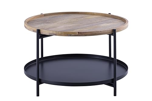 Calin Modern Coffee Table with Wooden Top & Sturdy Iron Base, Knockdown Design for Easy Assembly, Small Accent Table for Living Room or Bedroom by Canarm - Used condition - CA$167.20