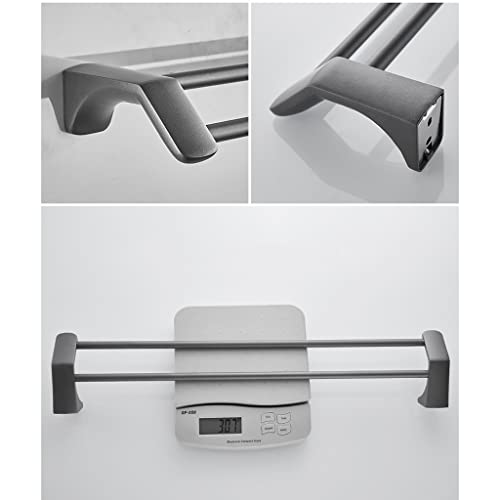 Porte-serviette double suspendu gris 80cm pour une salle de bain épurée - 4