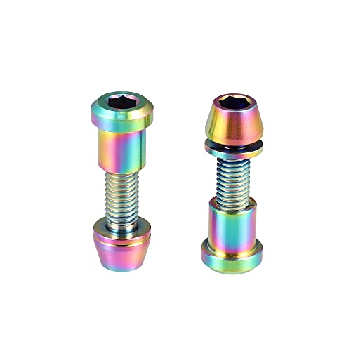 X Autohaux 2Pcs M5X18Mm Titanium Alloy Bicycle Stem Bolts Screw With Washer Clamp Nut For Bicycle Stem Front Forking Lock Multicolor #TOP5