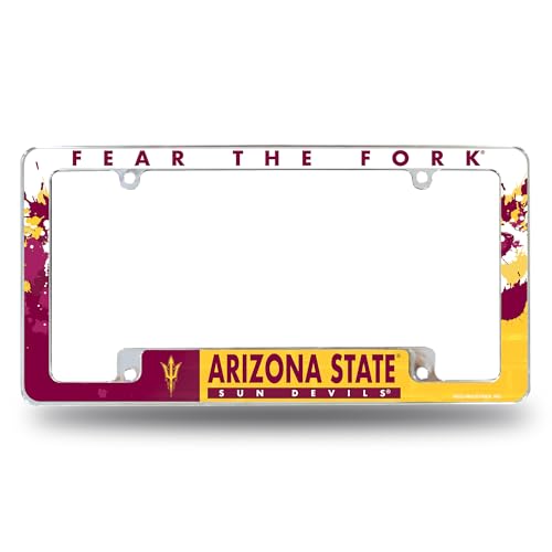 Rico Industries NCAA Arizona State Sun Devils - ASU Standard 12" x 6" Chrome All Over Automotive License Plate Frame for Car/Truck/SUV