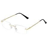 JUDOO Rimless Rectangle Sunglasses for Men Women Fashion Hip hop Frameless Designer Shades Y2K Square Clear Glasses