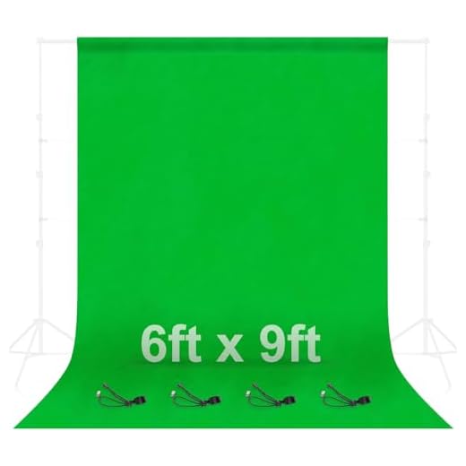EMART Green Screen Backdrop, 6 x 9 FT Photography Greenscreen Background for Streaming Zoom, Small Photo Muslin Green Curtain with 4 Backdrop Clip
