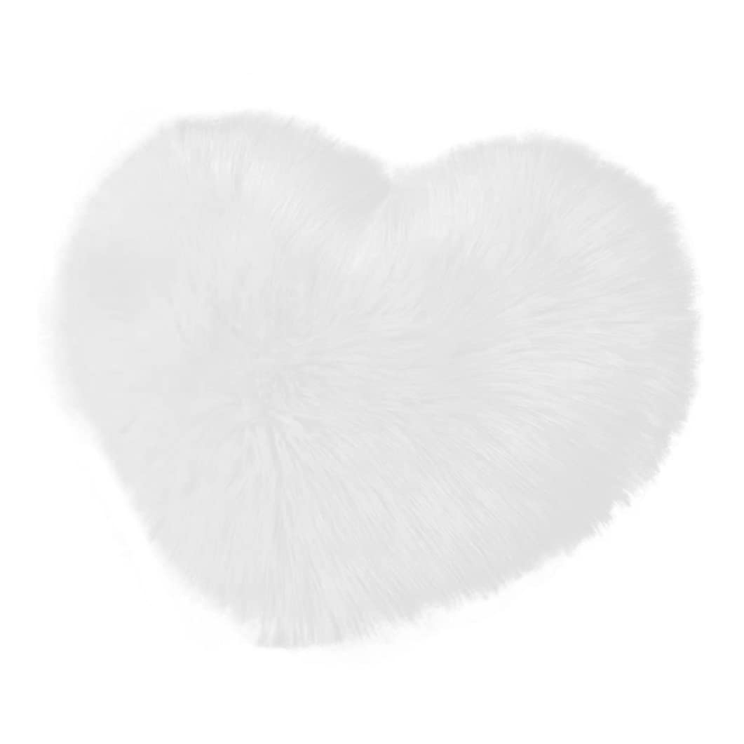CAKEEYUM Plush Cushion Cover Heart Shaped Artificial Wool Pillow Protectors White 50x40cm (No Inserts) Plush Cushion Cover, Artificial Wool Pillow, Decorative Protectors, Heart Shaped