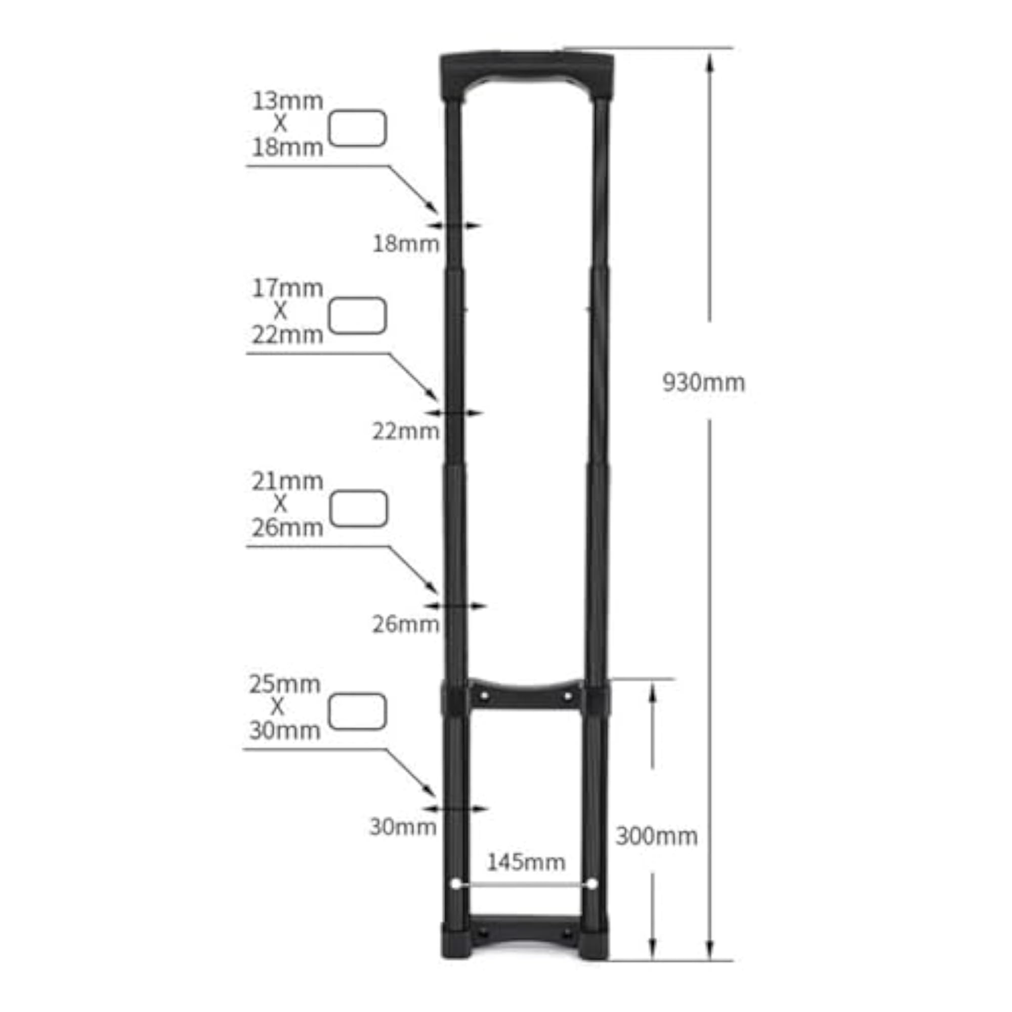 Replacement Travel Luggage Telescopic Handle 93cm Long Sturdy Folding Handle