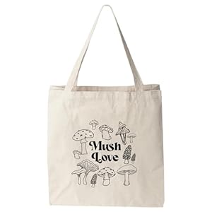 Mush Love, Natural Canvas Bag, Screenprinted Tote, Cotton Flour Sack, Original Tote Bag