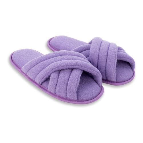 Pantufa Feminina e Masculina Cabedal em X Sola Antiderrapante e Toque Macio (33/34, Lilás)