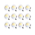 ZYC 4" Retrofit LED Recessed Lighting - 12 Pack LED Recessed Lighting Retrofits Downlight, 2700K/3000K/4000K/5000K/6000K Selectable, Dimmable Can Lights, Baffle Trim, (White, 4 inch)
