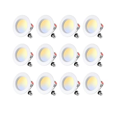 ZYC 4" Retrofit LED Recessed Lighting - 12 Pack LED Recessed Lighting Retrofits Downlight, 2700K/3000K/4000K/5000K/6000K Selectable, Dimmable Can Lights, Baffle Trim, (White, 4 inch)