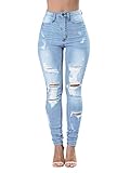 Design: EU-Größe, Damen Skinny Stretch Jeans mit Risse Destroyed Look High Waist Jeanshose Röhrenjeans Skinny Slim Fit Stretch Boyfriend Jeans, Super praktisch