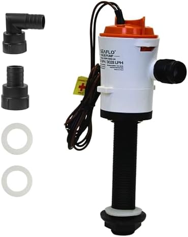 SEAFLO 04 Series 800 GPH Baitwell/Livewell Aerator Pump with Straight Intake, 12V DC, Saltwater/Freshwater, Replaceable Cartridge Motor, ¾" NPT Outlet, CE & Rohs Certified – 4-Year Warranty!