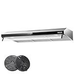 GASLAND UC90SS 90 cm Range Hood with Dual Motor Design, Recirculating & Ducted Modes, 361 m³/h with CF198 Carbon Filter, 3-Speed Touch Control, Under-Cabinet or Wall-Mounted, Stainless Steel